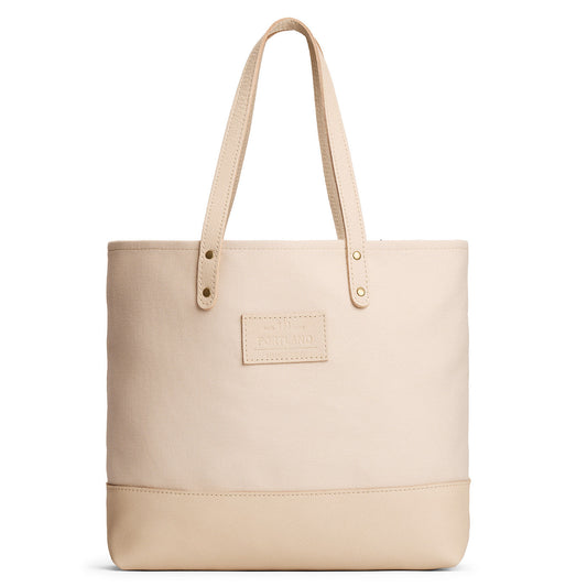 Warm Sand | Canvas tote with leather base and handles