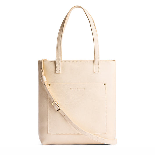 Pebbled Bone*Zipper | Medium Tote with dual shoulder straps and crossbody strap