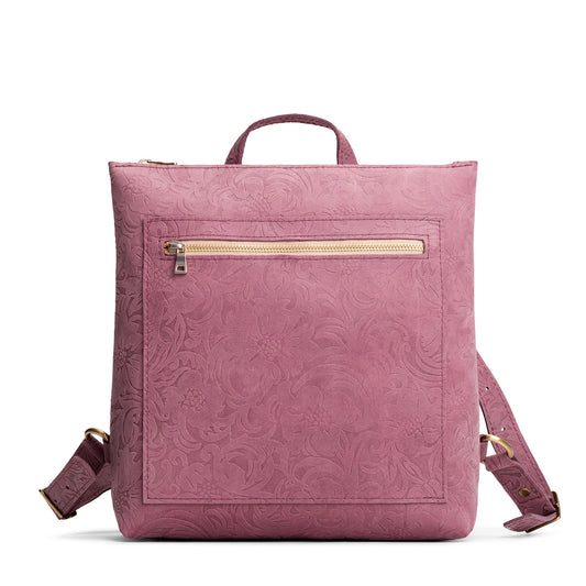 Hollyhock | Square slim leather tote backpack