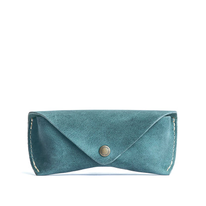 Aqua | Leather sunglasses case with snap closure
