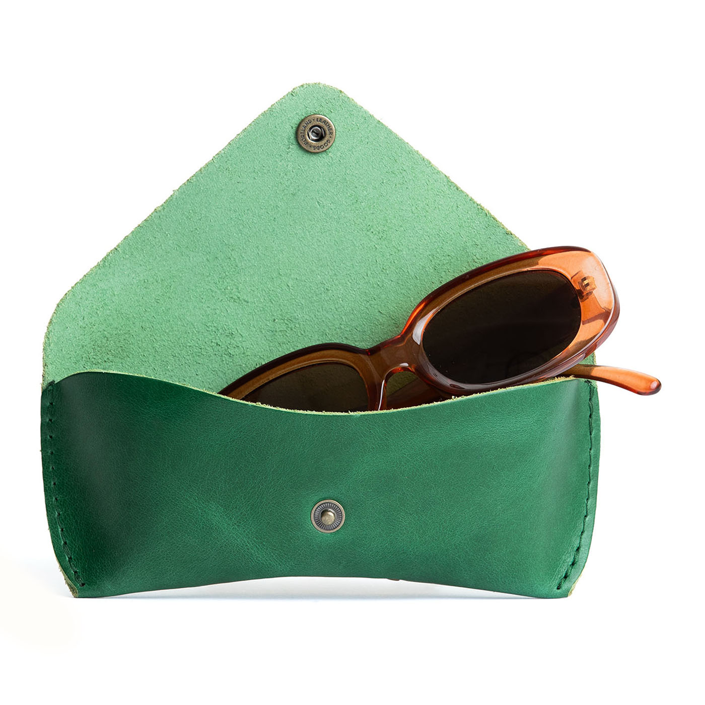 Cowboy Mint | Leather sunglasses case with snap closure