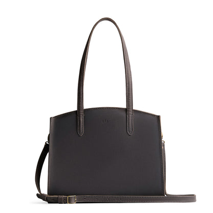 Full Moon*Large | Leather tote bag with handles, adjustable crossbody strap, zipper top, and two back pockets