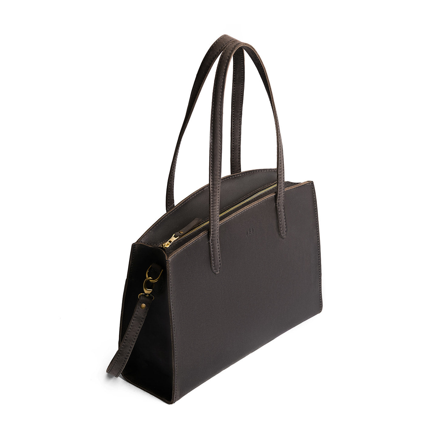 Full Moon*Large | Leather tote bag with handles, adjustable crossbody strap, zipper top, and two back pockets