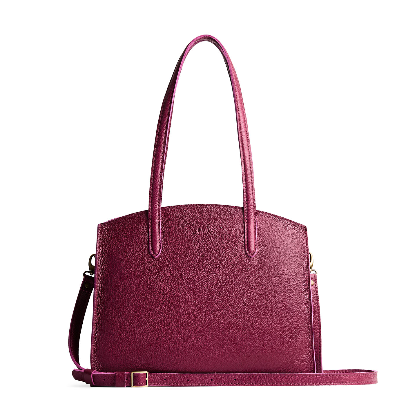Orchid*Large | Leather tote bag with handles, adjustable crossbody strap, zipper top, and two back pockets