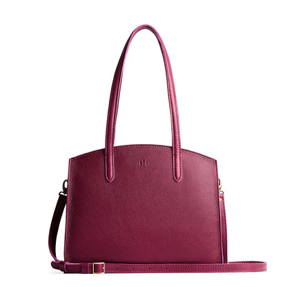 Orchid*Large | Leather tote bag with handles, adjustable crossbody strap, zipper top, and two back pockets