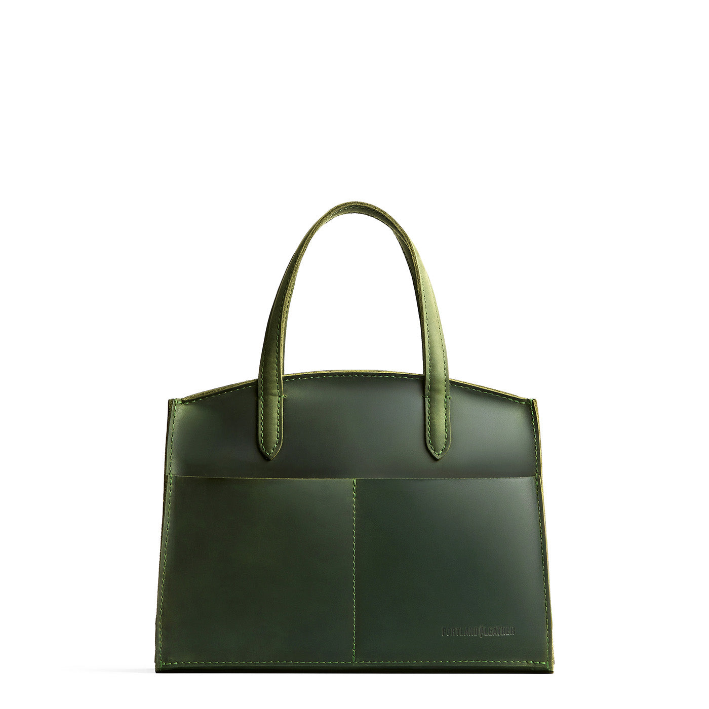 Evergreen*Medium | Leather tote bag with handles, adjustable crossbody strap, zipper top, and two back pockets