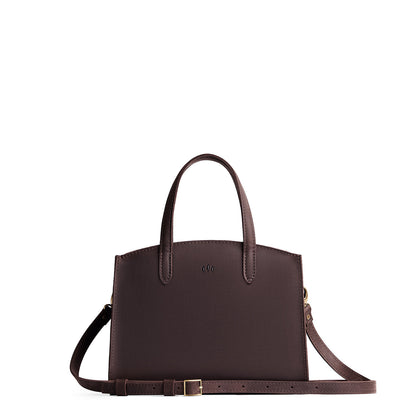 Moose*Medium | Leather tote bag with handles, adjustable crossbody strap, zipper top, and two back pockets