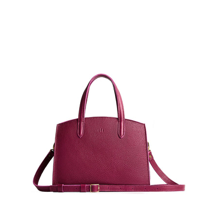 Orchid*Medium | Leather tote bag with handles, adjustable crossbody strap, zipper top, and two back pockets
