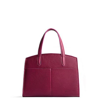 Orchid*Medium | Leather tote bag with handles, adjustable crossbody strap, zipper top, and two back pockets