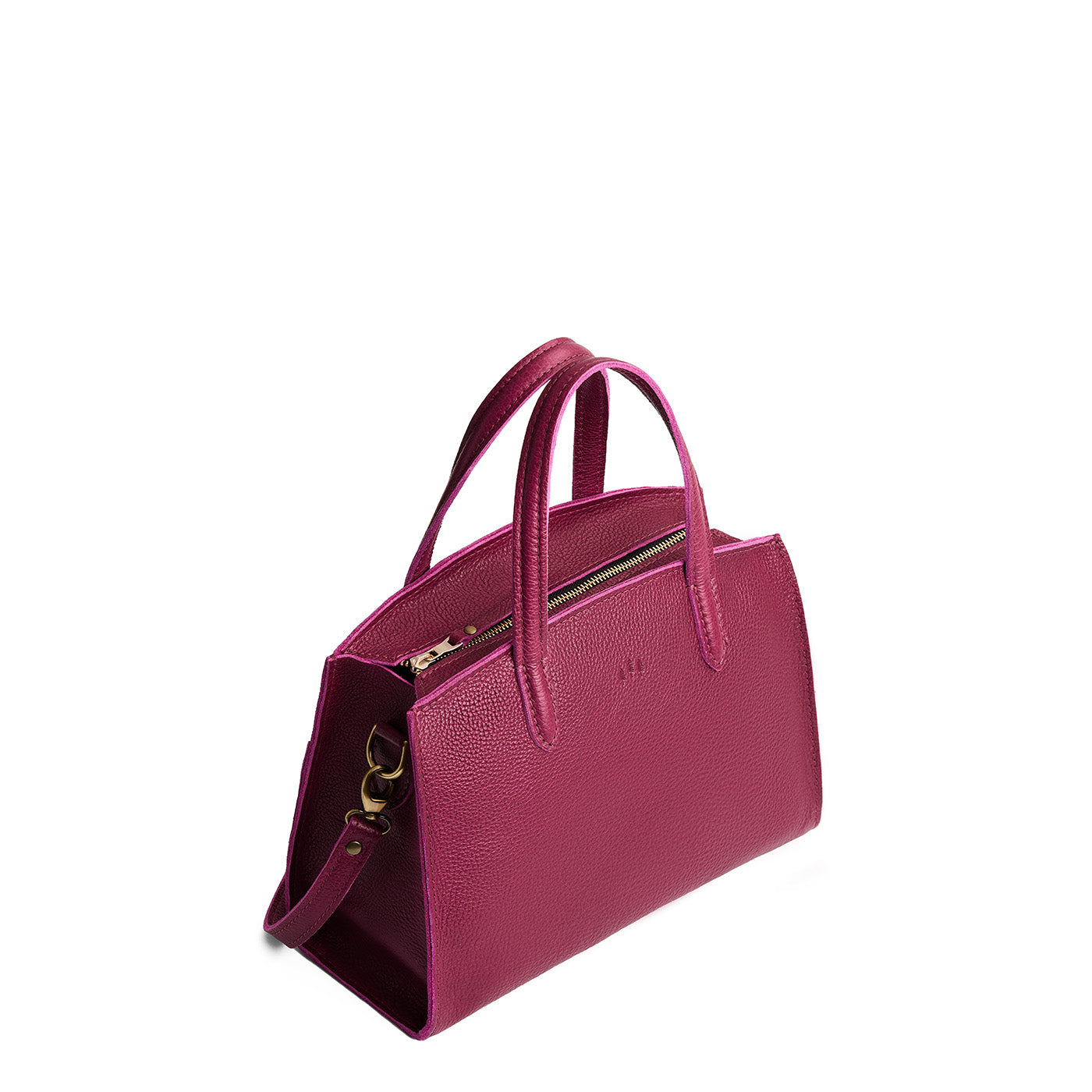 Orchid*Medium | Leather tote bag with handles, adjustable crossbody strap, zipper top, and two back pockets