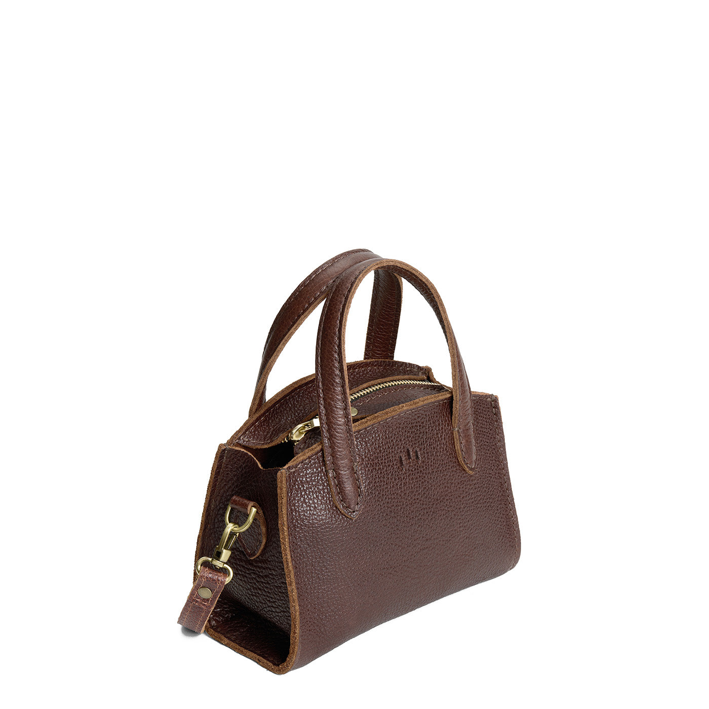 Coldbrew*Mini | Leather tote bag with handles, adjustable crossbody strap, zipper top, and a back pocket