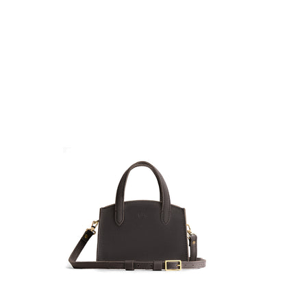 Full Moon*Mini | Leather tote bag with handles, adjustable crossbody strap, zipper top, and a back pocket