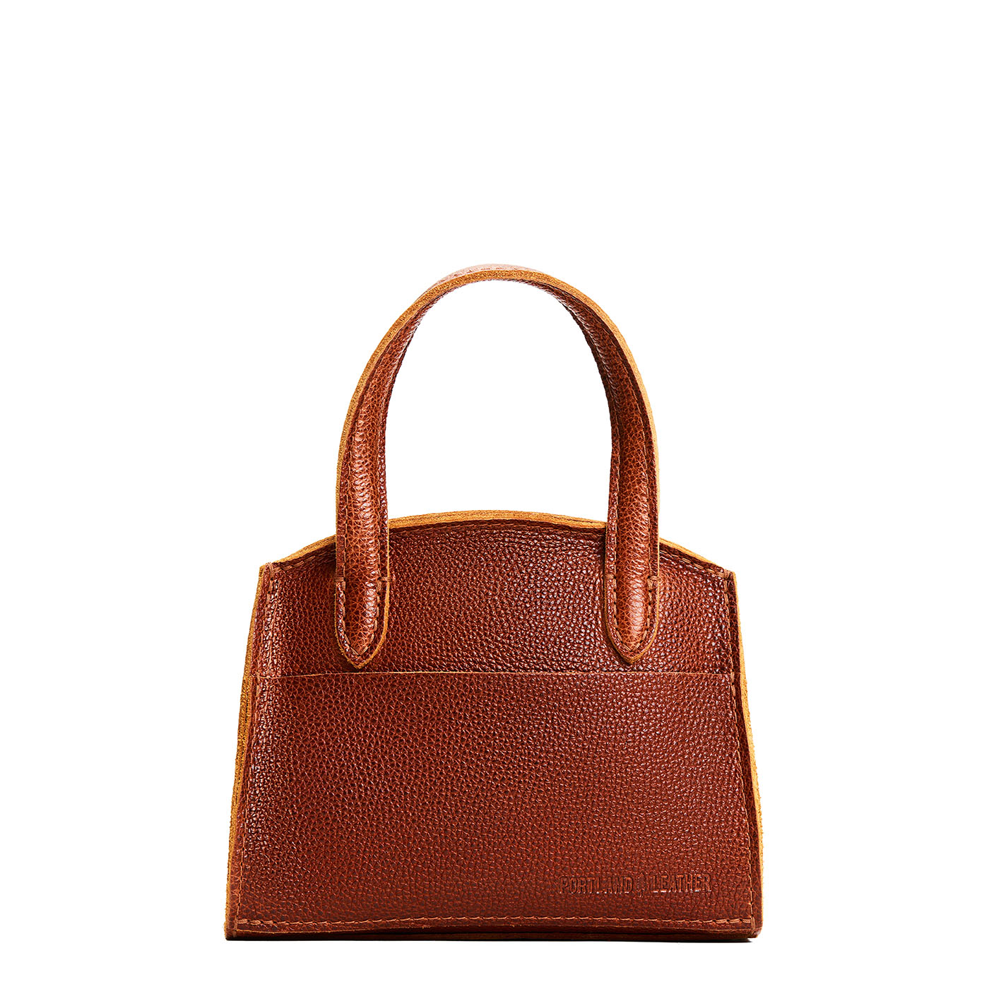 Nutmeg*Mini | Leather tote bag with handles, adjustable crossbody strap, zipper top, and a back pocket