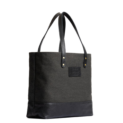 Grey | Canvas tote with leather base and handles
