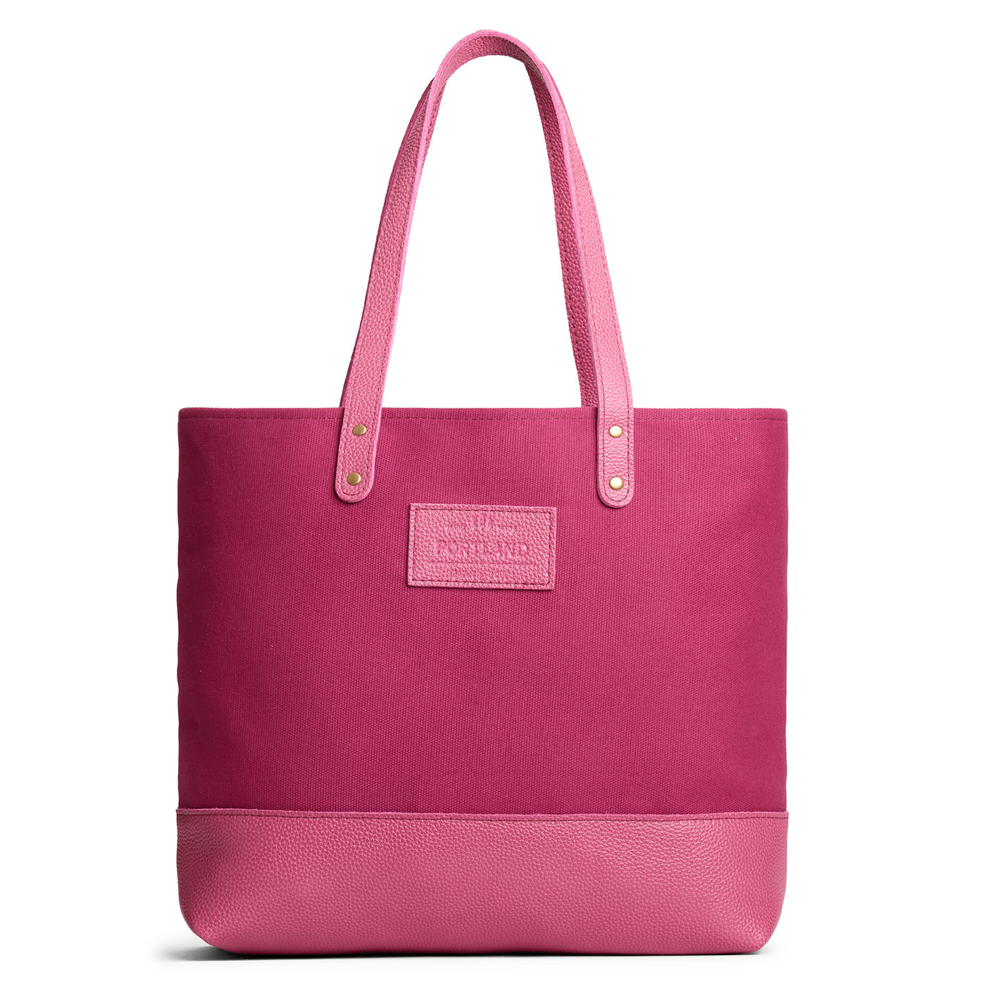 Rose Pop | Canvas tote with leather base and handles