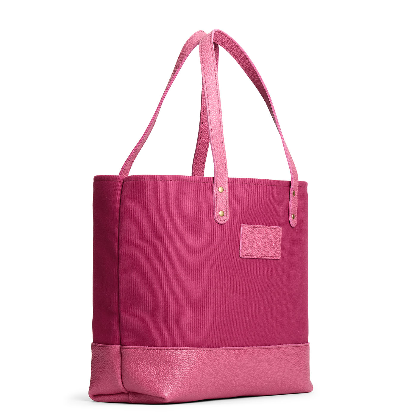 Rose Pop | Canvas tote with leather base and handles