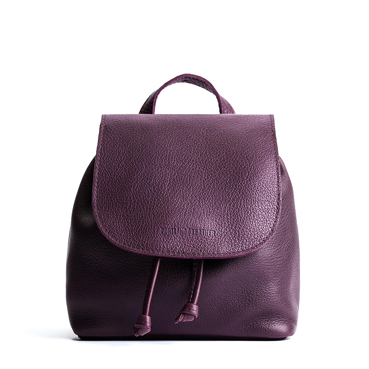 Plum | Drawstring bucket backpack with snap closure under flap