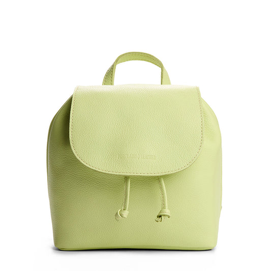 Shadow Lime | Drawstring bucket backpack with snap closure under flap