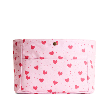 Pink Crush*Classic*Medium | Heart printed canvas organizer with pockets
