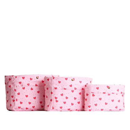Pink Crush*Classic | Three size comparison of printed canvas purse organizers