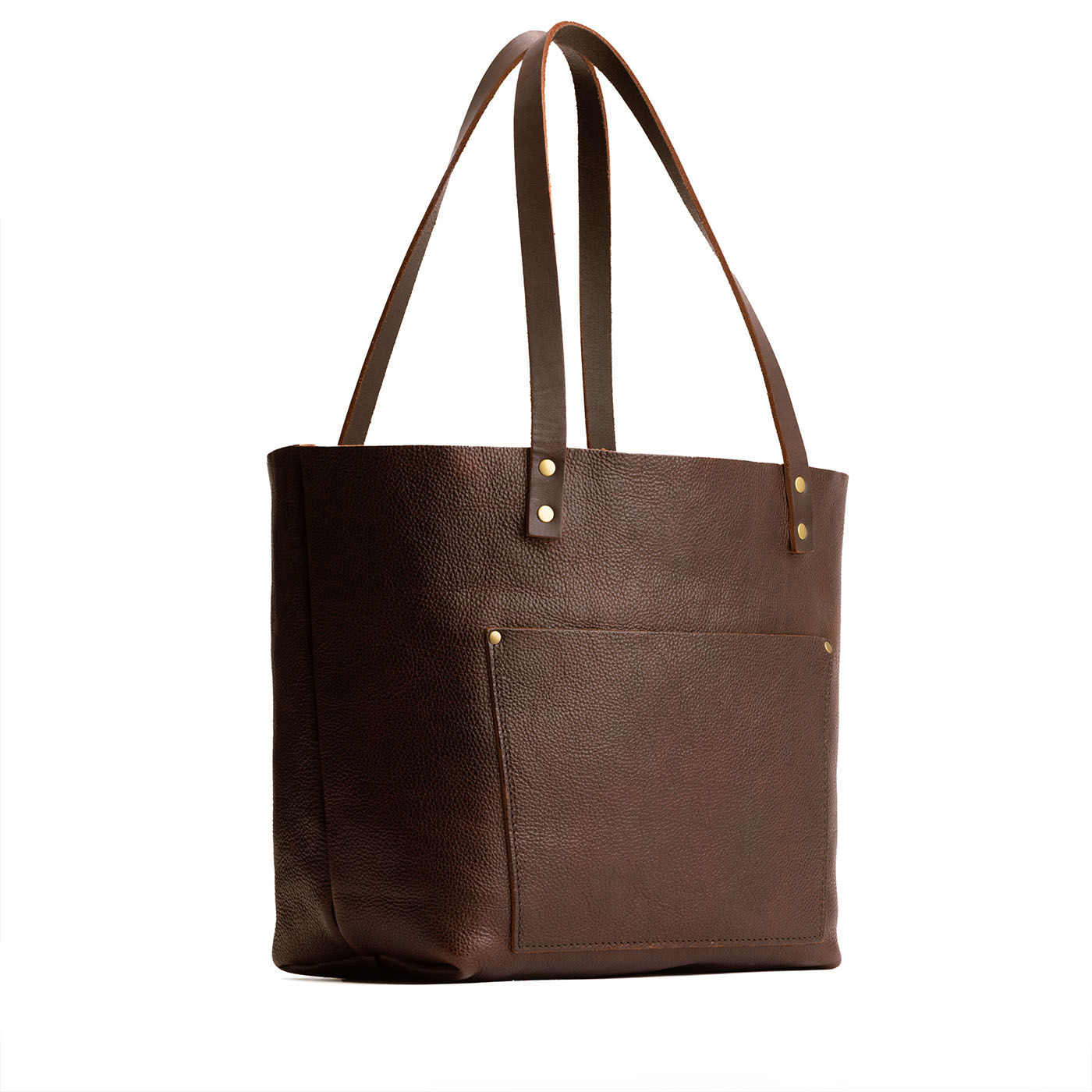 Coldbrew*Classic | Large leather tote bag with sturdy bridle handles and front pocket