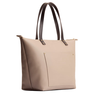 Stone*Zipper | Large leather tote bag with sturdy bridle handles and front pocket