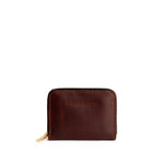 Cognac | Small leather wallet with zipper and PLG logo