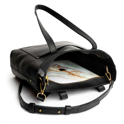 Black*Zipper | Medium Tote with dual shoulder straps and crossbody strap