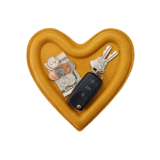 Sunshine | Heart shaped leather tray with stuffed edges