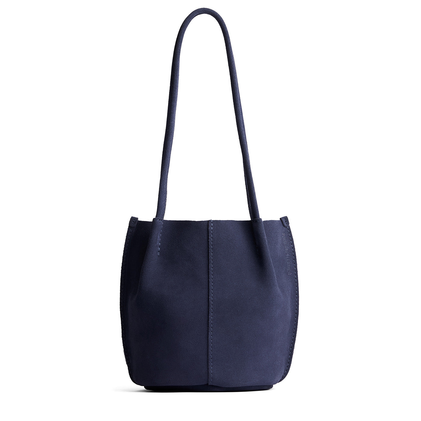 Alaska Blue*Small | Petite bucket shaped tote bag with matching leather handles