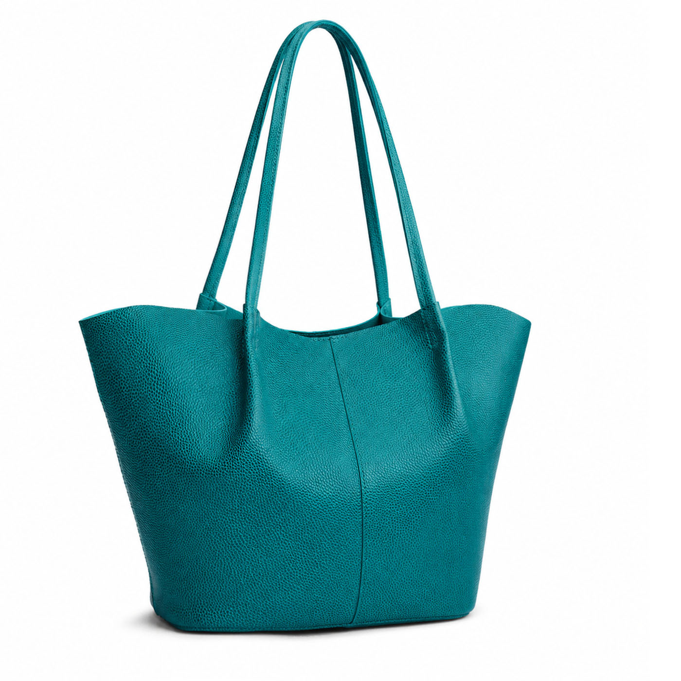Aquarius*Oversized | Extra wide bucket shaped tote bag with matching leather handles