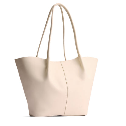 Bone*Oversized | Extra wide bucket shaped tote bag with matching leather handles