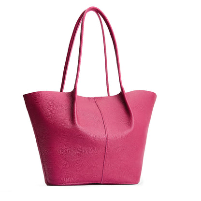 Cosmo*Oversized | Extra wide bucket shaped tote bag with matching leather handles