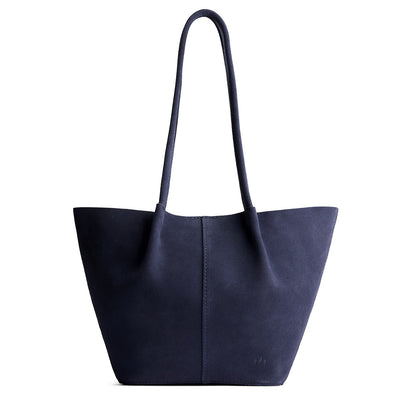 Alaska Blue*Large | Wide bucket shaped tote bag with matching leather handles