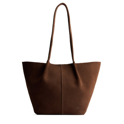 Stagecoach*Large | Wide bucket shaped tote bag with matching leather handles
