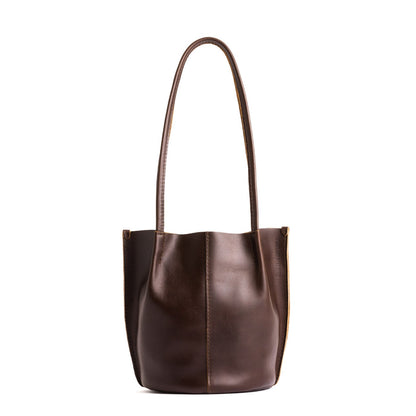 Grizzly*Small | Petite bucket shaped tote bag with matching leather handles