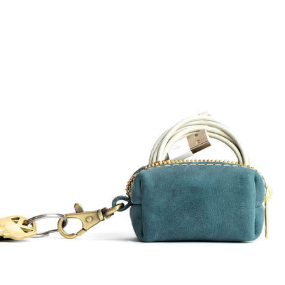 All Color: Aqua | Leather small keychain pouch