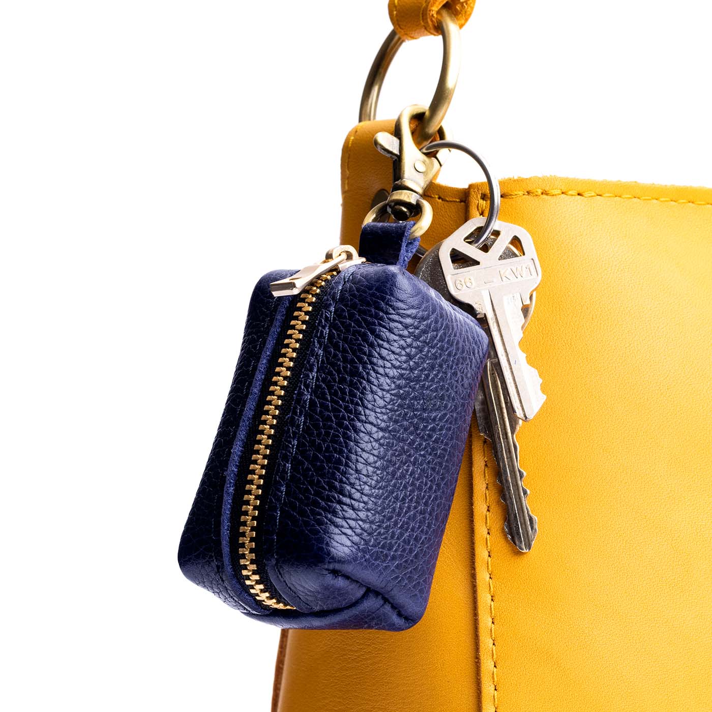 Cobalt | Leather small keychain pouch