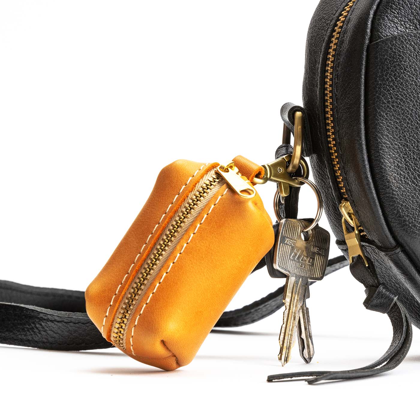 All Color: Sunflower | Leather small keychain pouch