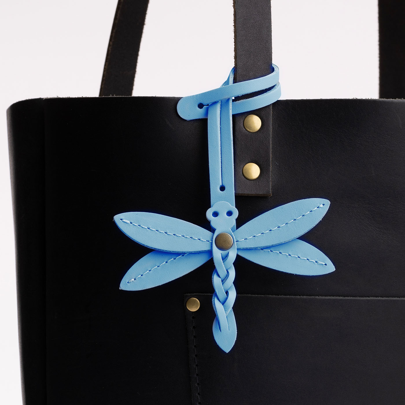 Glacial Blue | Dragonfly shaped leather charm tassel