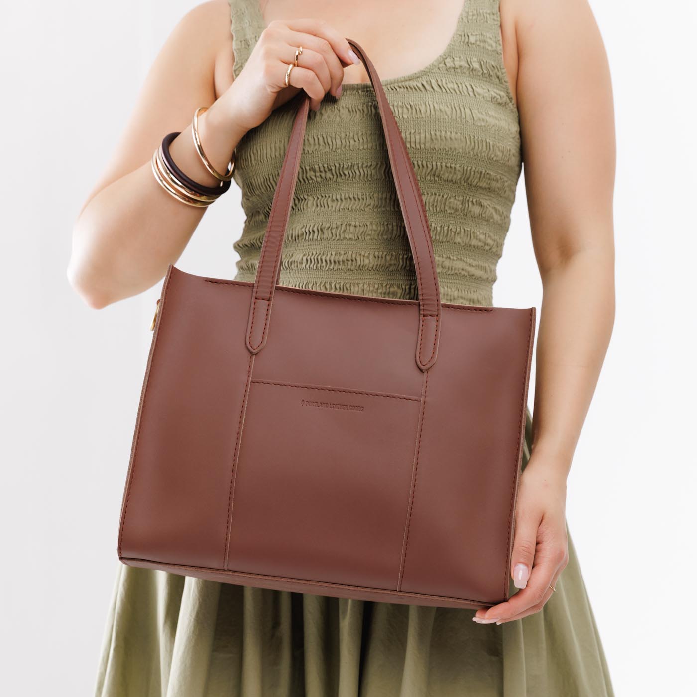 Sunkissed*East/West | Structured large tote bag with overlapping panels and crossbody strap