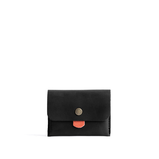 Black | Envelope snap wallet with contrast pull tab