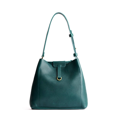 Sea Glass*Large | Symmetrical leather bag with leather drawstring closure and back ring for accessories