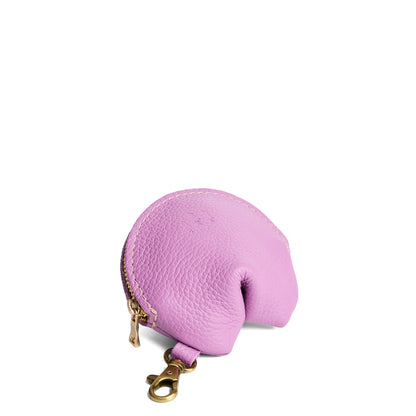 Calla Lily | Leather fortune cookie shaped keychain pouch