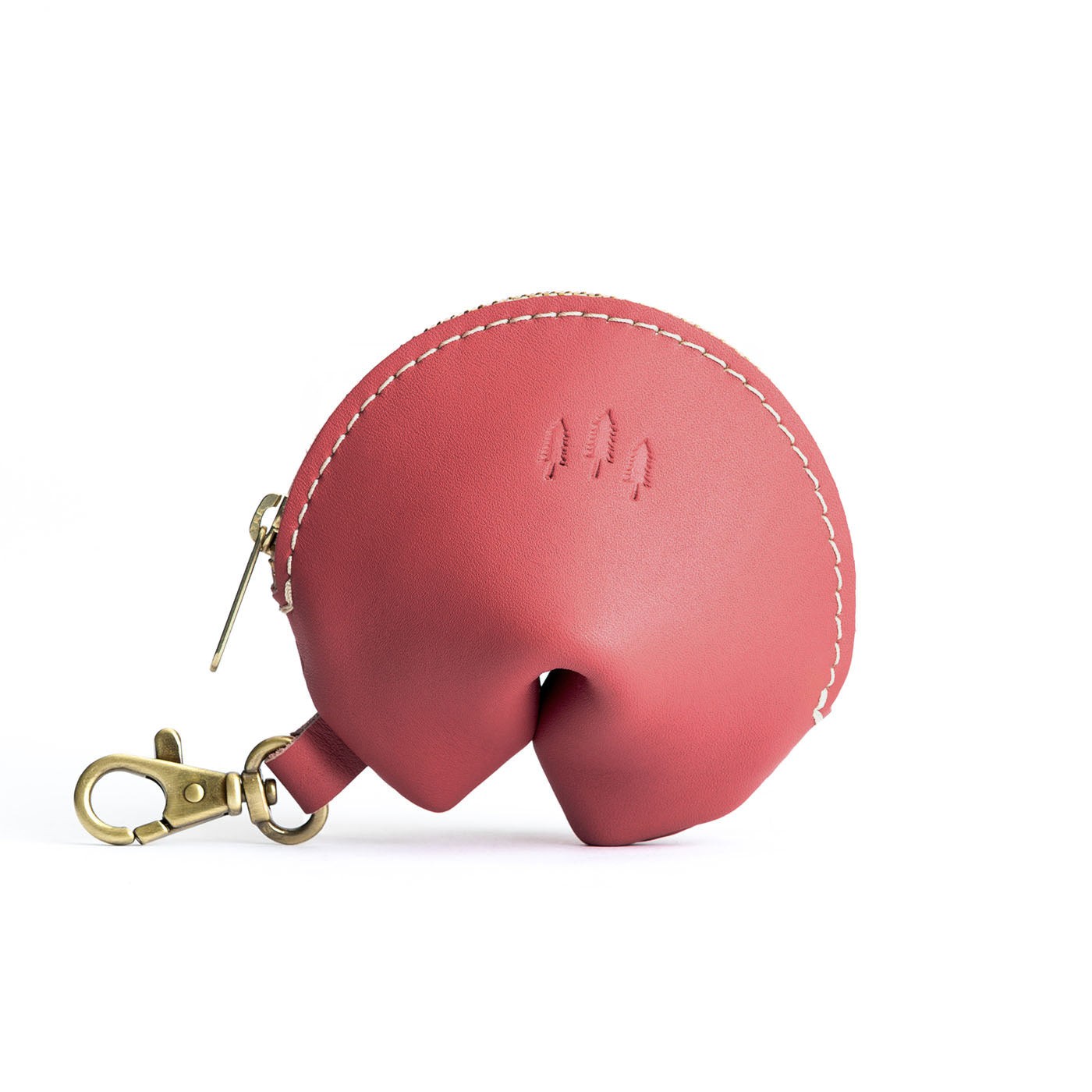 All Color: Begonia | Leather fortune cookie shaped keychain pouch