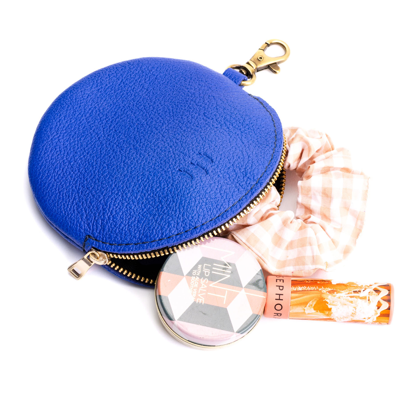 Astro Blue | Leather flat round keychain pouch