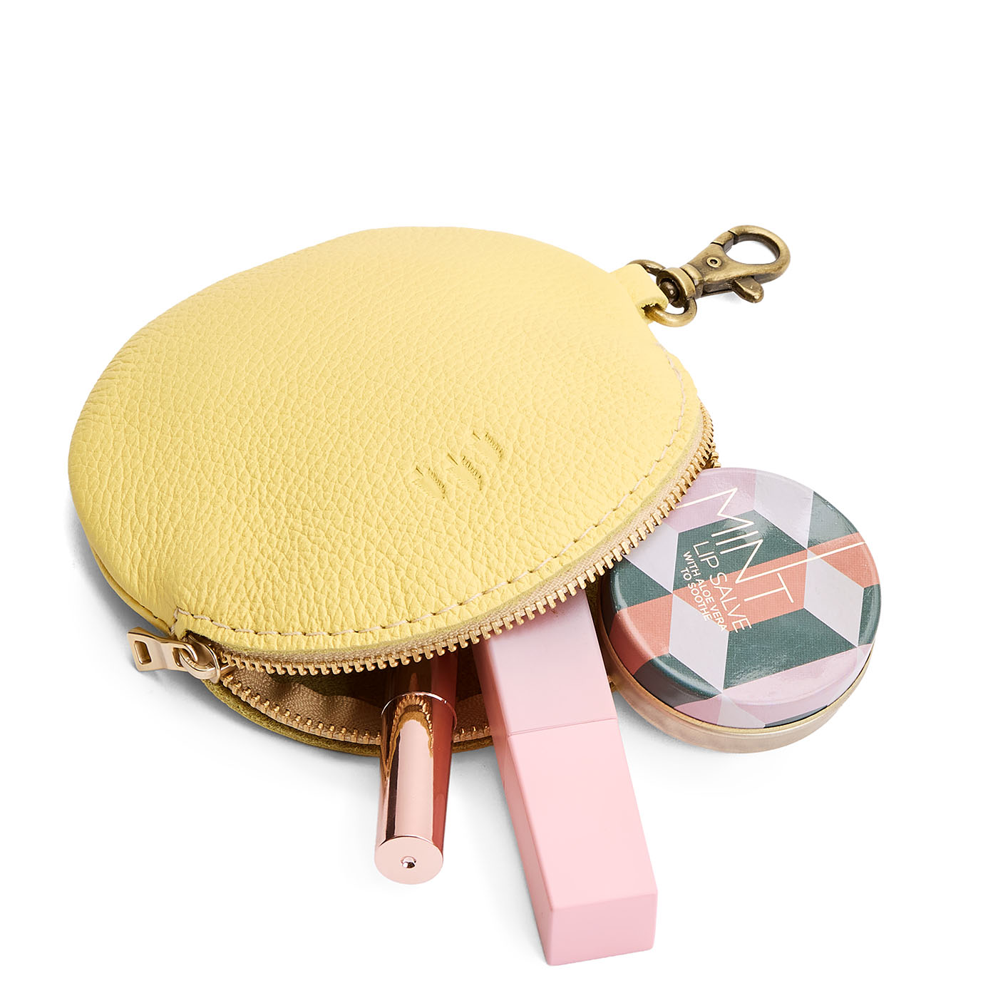 Butter Bliss | Leather flat round keychain pouch