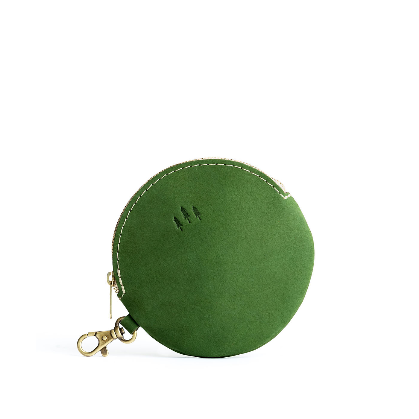 All Color: Succulent | Leather flat round keychain pouch