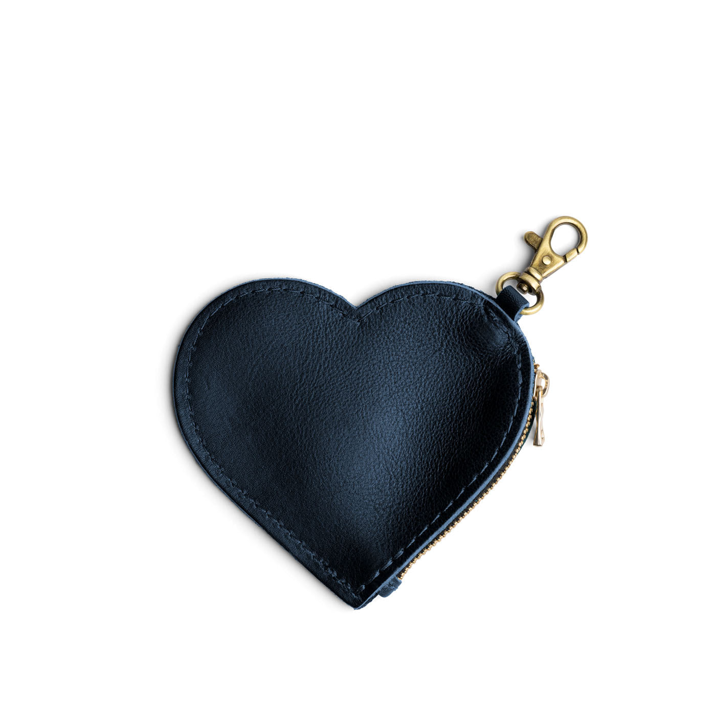 Boreal | Heart-shaped leather pouch keychain with zipper top and lobster clasp