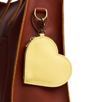 Butter Bliss | Heart-shaped leather pouch keychain with zipper top and lobster clasp